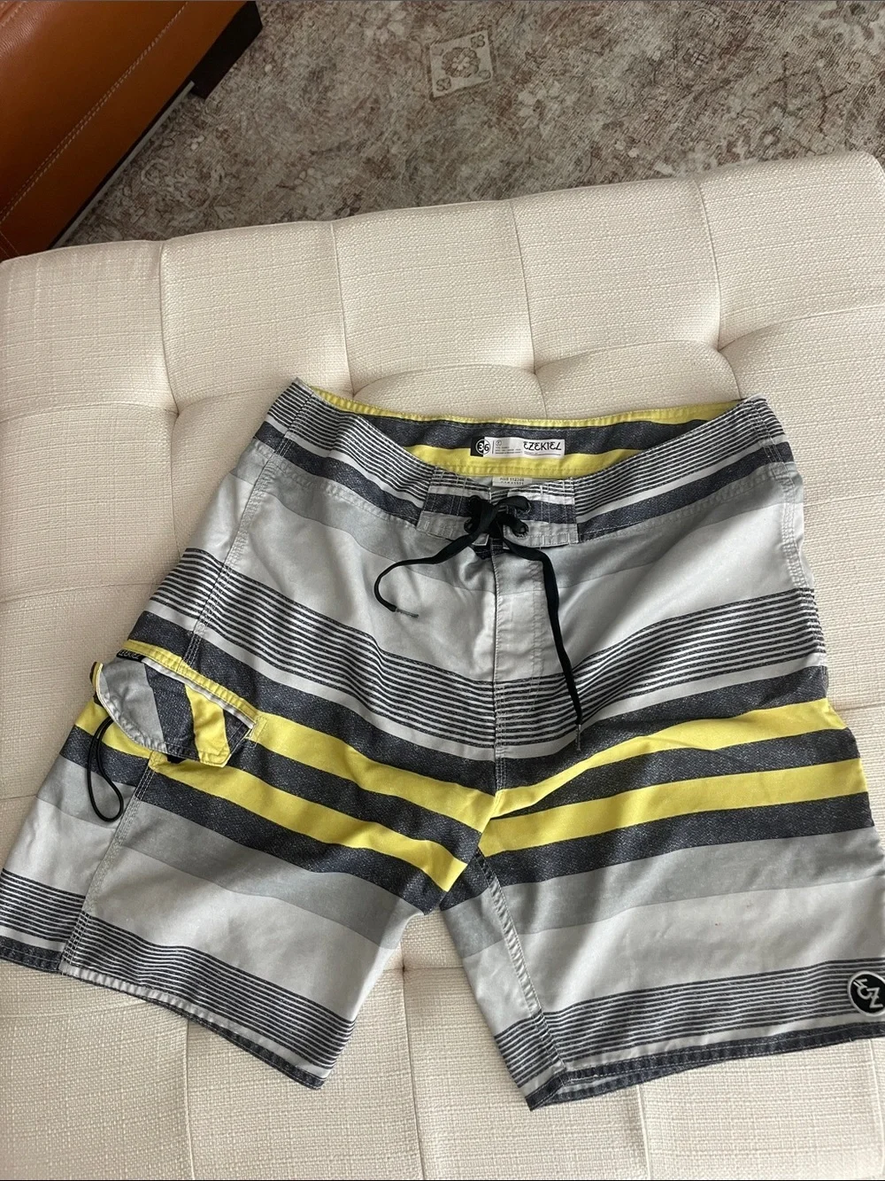 Ezekiel Men's Yellow & Gray Striped Board Shorts